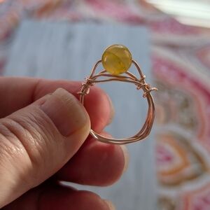 Elegant Yellow And Rose Gold Wire-Wrapped Ring